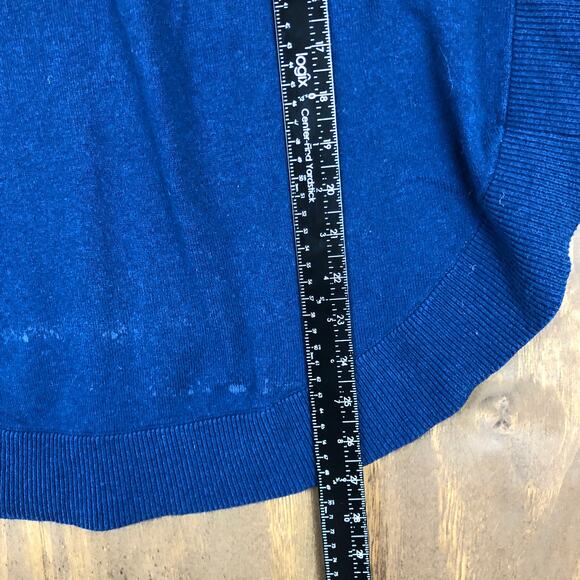 Express Women Sweatshirt Blue Cold Shoulder 3/4 Slit Sleeve Boat Neck Cocoon M - Picture 9 of 14